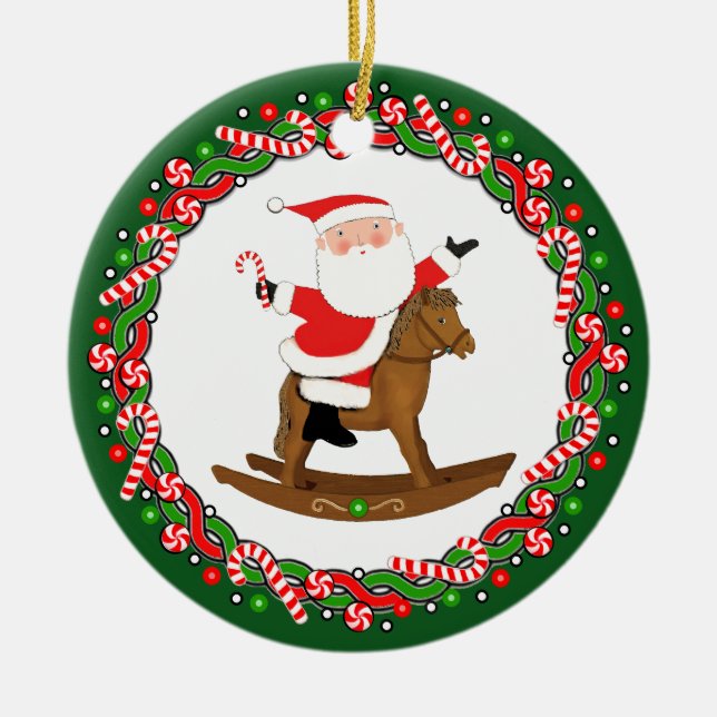 Equestrian Horse Helgdag Gift Julgransprydnad Keramik (Framsidan)