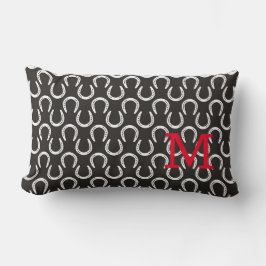 Equestrian Horse Initial Horseshoe Mönster Preppy Lumbarkudde