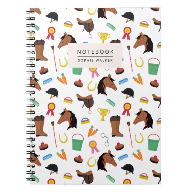 Equestrian Horse Pattern Notebook Anteckningsbok (Framsidan)