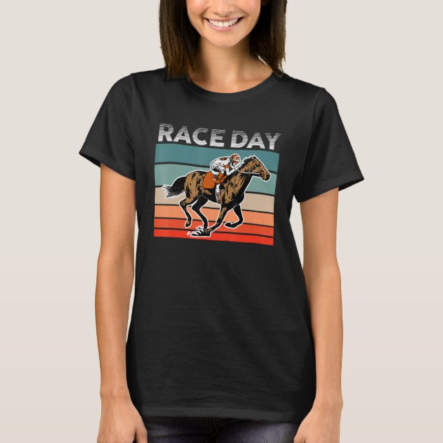 Equestrian Horse Racing Racer Horse Jockey Retro R T Shirt (Framsida)
