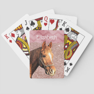 Equestrian Horse Rosa Namn Chic Riding Casinokort
