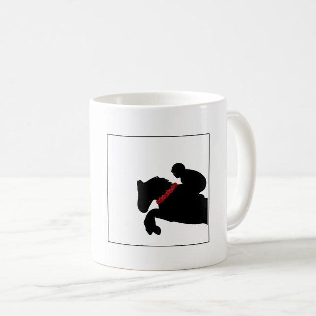 Equestrian Horse Show Rider Jumper Röd ros Derby Kaffemugg (Framsida höger)