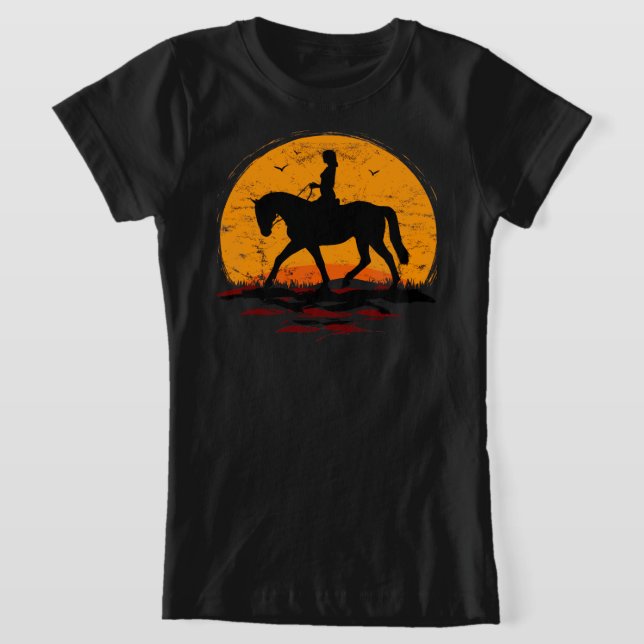 Equestrian - Horse Sunset - Horse rid T-Shirt (Laydown)