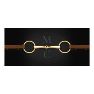 Equestrian Industry, Guld Snaffle Bit & Laced Rein Reklamkort