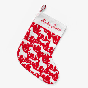 Equestrian Jockey och Horse Lover Patterned Liten Julstrumpa