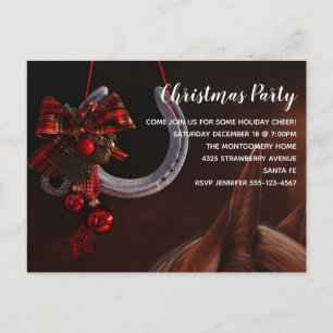 Equestrian jul Hanging Horseshoe Party Inbjudan Vykort