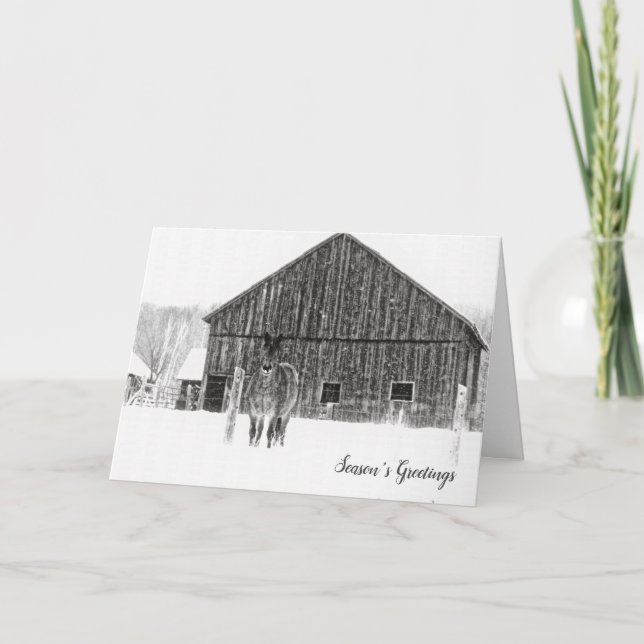 Equestrian jul Monochrome Helgdag Horse Helgkort (Framsida)