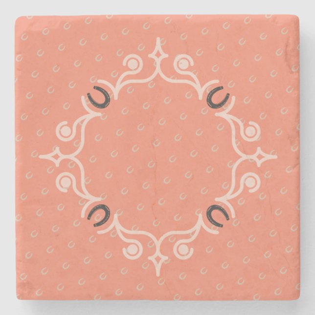 Equestrian Lucky Horseshoe Mönster Stenunderlägg (Framsidan)