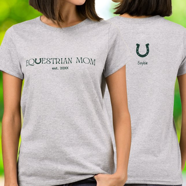 Equestrian Mom Est Linje Typografi T Shirt (Skapare uppladdad)