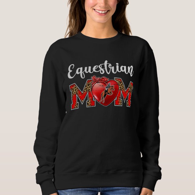 Equestrian Mom Leopard Game Day Mom Life Mother s  T Shirt (Framsida)