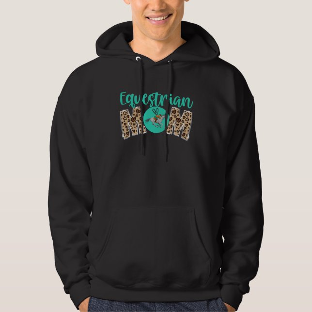 Equestrian Mom Leopard Print Cute Mother's Day Spo Hoodie (Framsida)