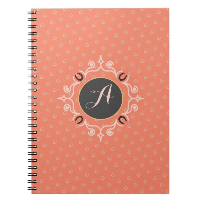 Equestrian Monogram Lucky Horse Shoe Anteckningsbok (Framsidan)