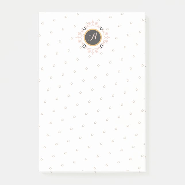 Equestrian Monogram Lucky Horseshoe Mönster Post-it Block (Framsida)