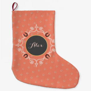 Equestrian Monogram Lucky Horseshoe Mönster Stor Julstrumpa