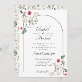 Equestrian Pink Floral Wedding Invitation  Inbjudningar