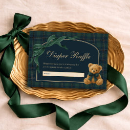 Equestrian Polo Plaid Teddy Bear Diaper Raffle Tilläggskort