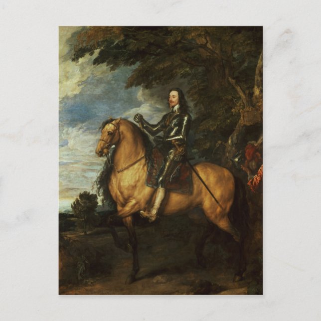 Equestrian Porträtt av Charles I, c.1637-38 Vykort (Framsida)