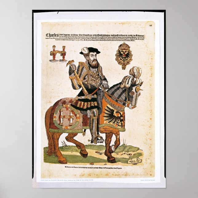 Equestrian porträtt av Charles V i pansar Poster (Framsidan)