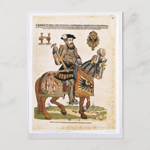Equestrian porträtt av Charles V i pansar Vykort