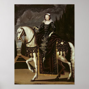 Equestrian Porträtt av Marie de Medici Poster