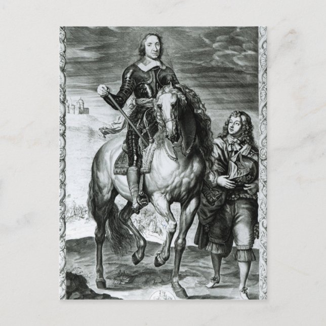 Equestrian Porträtt av Oliver Cromwell Vykort (Framsida)
