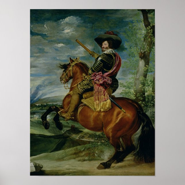 Equestrian Porträtt från Don Gaspar de Guzman Poster (Framsidan)