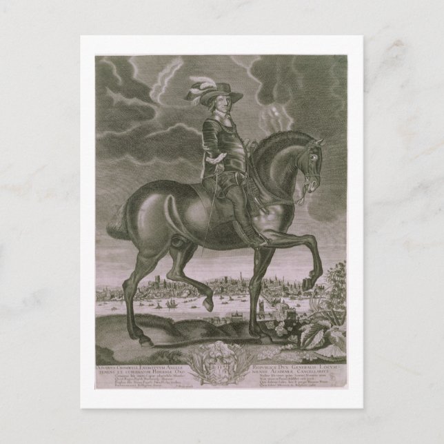Equestrian Porträtt från Oliver Cromwell (nr 1599- Vykort (Framsida)