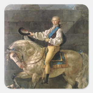 Equestrian Porträtt vid Stanislas Kostka Fyrkantigt Klistermärke