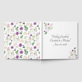 Equestrian Purple Floral Wedding Guest Book Gästböcker