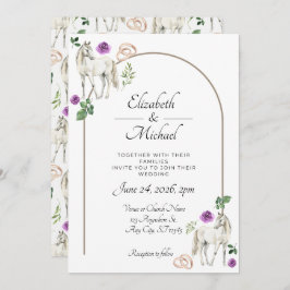 Equestrian Purple Floral Wedding Invitation  Inbjudningar