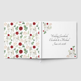 Equestrian Red Floral Rustic Wedding Gästböcker