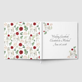 Equestrian Red Floral Wedding Guest Book Gästböcker