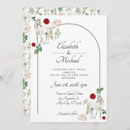 Equestrian Red Floral Wedding Invitation  Inbjudningar