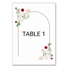 Equestrian Red Floral Wedding Table Number Card Bordsnummer