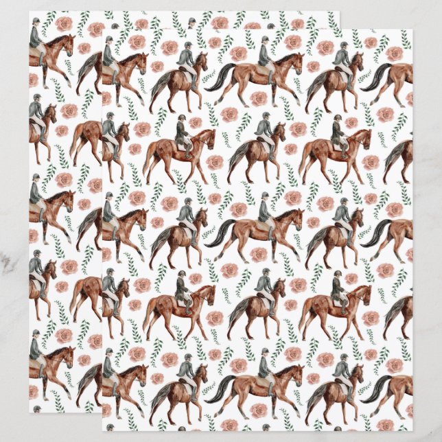 Equestrian Scrapbook Paper (Fram/baksida)