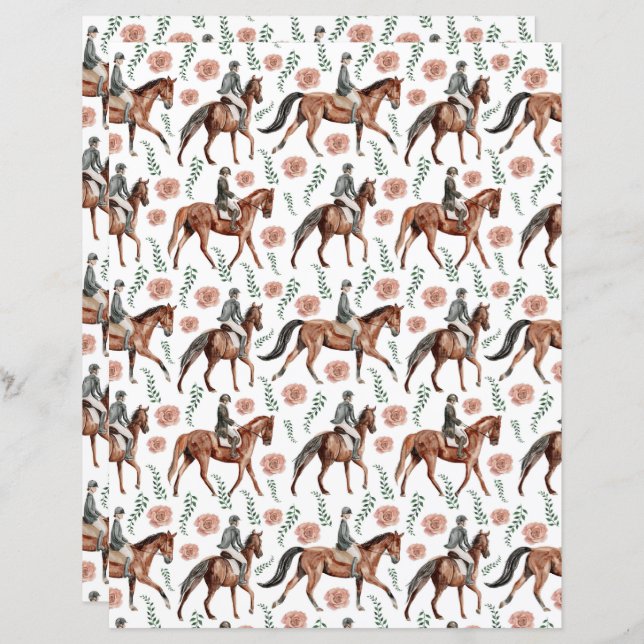Equestrian Scrapbook Paper (Fram/baksida)