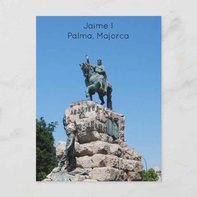 Equestrian statue Jaime I. vid Placa Espanya Pos Vykort (Framsida)