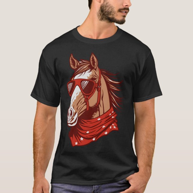 Equestrian Sunglasses Horseback  Horse Riding T Shirt (Framsida)