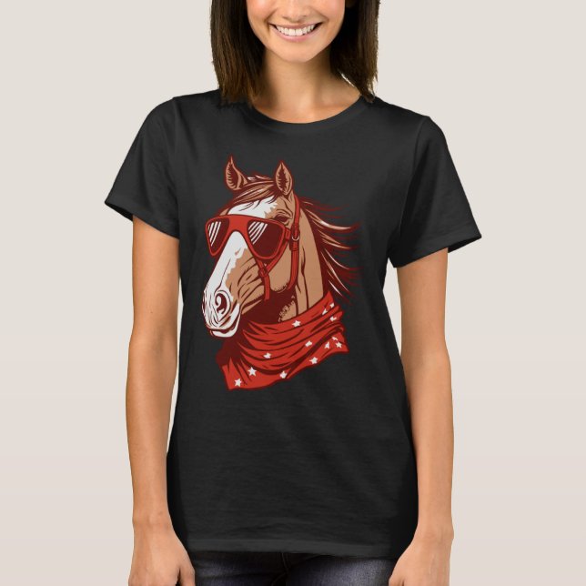 Equestrian Sunglasses Horseback  Horse Riding T Shirt (Framsida)
