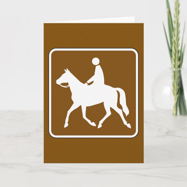 Equestrian Trail Riding Horse Silhouette Icon Kort (Framsida)