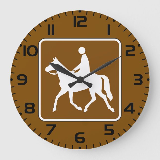 Equestrian Trail Riding Horse Silhouette Icon Stor Klocka (Framsida)