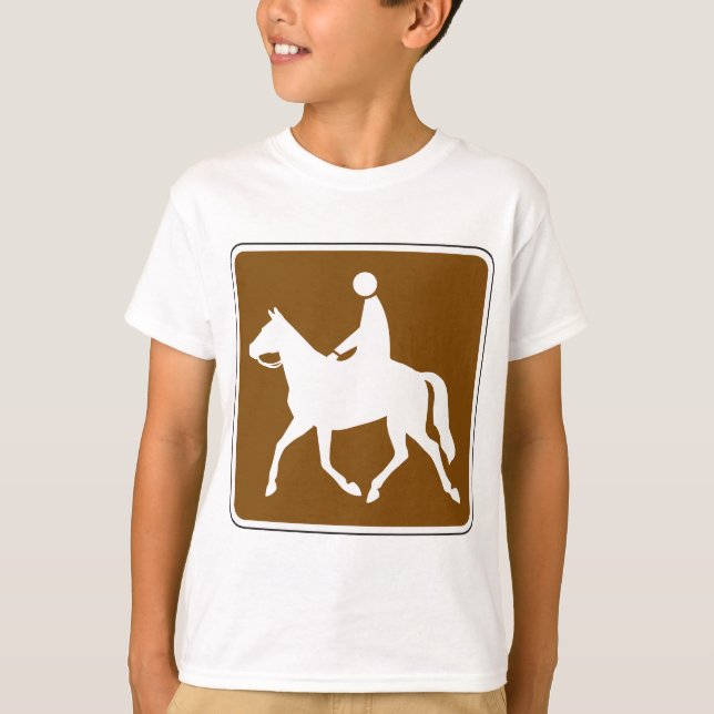 Equestrian Trail Riding Horse Silhouette Icon T Shirt (Framsida)