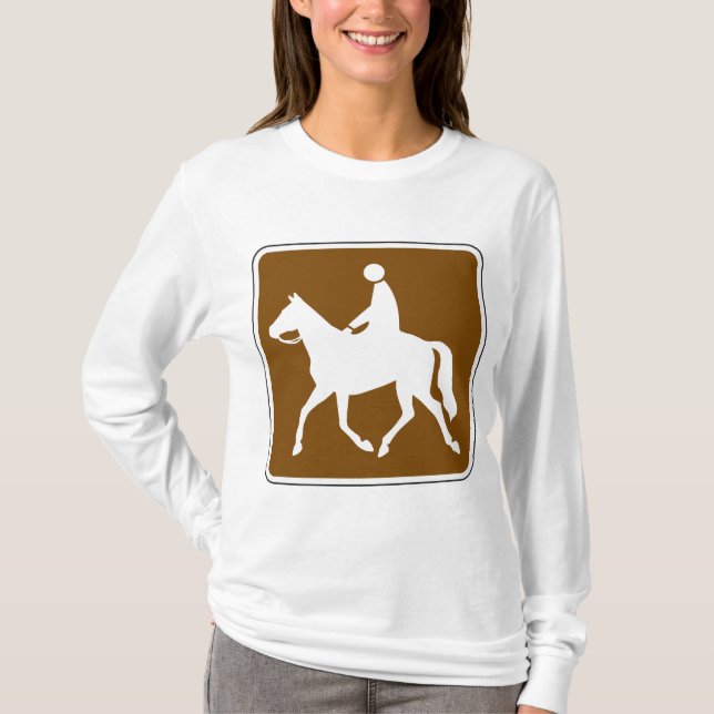 Equestrian Trail Riding Horse Silhouette Icon T Shirt (Framsida)