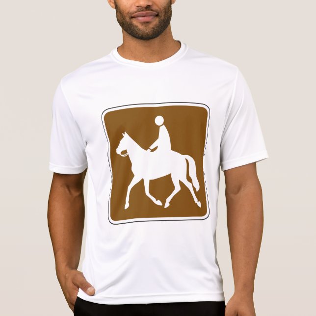 Equestrian Trail Riding Horse Silhouette Icon T Shirt (Framsida)