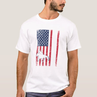 Equestrian USA American Flagga  Hors T Shirt