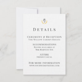 Equestrian Wedding Details Card with Horse Crest OSA Kort