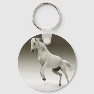 Equestrian White Mare Horse Nyckelring