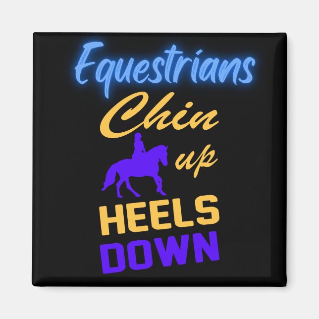 Equestrians Chin Up Heels Down i Blue Gult Magnet (Framsidan)