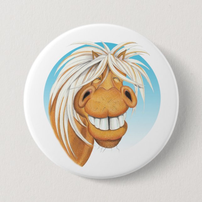 Equi-toons "uppnosiga Chappie" hästfölje. Knapp (Framsida)