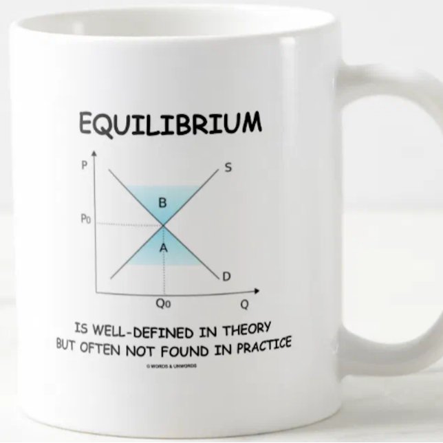 Equilibrium Brunn-Definieras i teori inte ofta Kaffemugg (Econ attitude is alive and well on this supply-and-demand curve mug featuring equilibrium humor!)